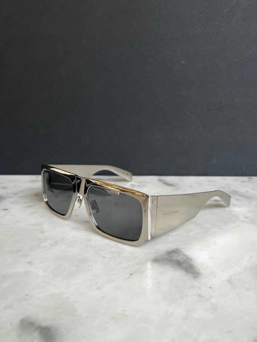 SAINT LAURENT SL 635 flat-top silver metal sunglasses - Picture 10 of 13